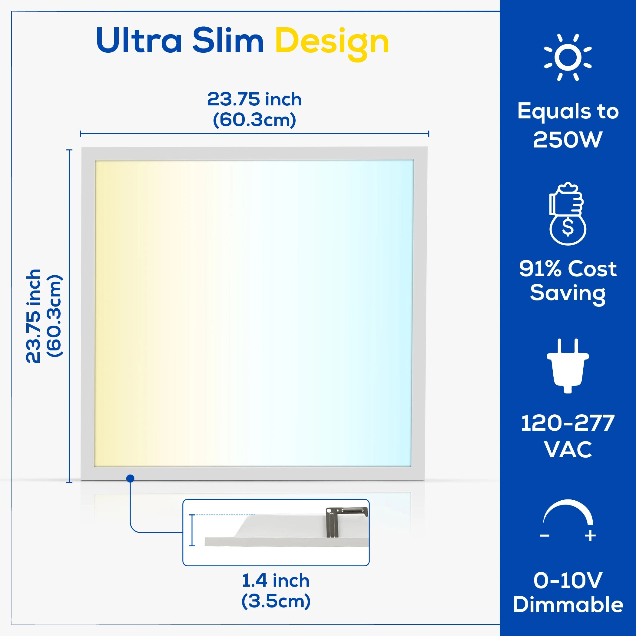 2x2 Modular Led Light 2x2 LED Flat Panel Light 6000 Lumens (5-in-1) – SolaMAX